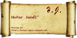 Hofer Jenő névjegykártya