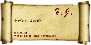 Hofer Jenő névjegykártya